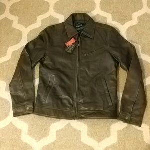 NEW Brown Leather Jacket Lucky Brand Small